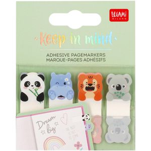 Legami Haftmarker Keep in Mind Cute Animals, Folie, beschriftbar, 4 x 30 Streifen, bunt