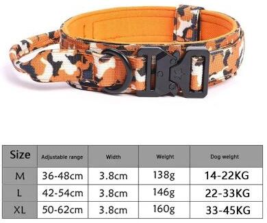 Uplift Essentials Tactical Dog Collar & Bungee Leash Set Military Grade Training Gear For Medium & Large Breeds camo Orange m