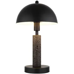 LED Tischleuchte Beistellleuchte schwarz Tischlampe Wohnzimmerlampe Travertine Stein, Metall, 1x 4,9W 470Lm warmweiß, DxH 20x34 cm