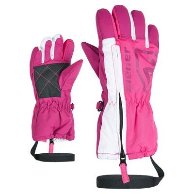 Skihandschuhe ZIENER "LEO-Z Kinder", Kinder, Gr. 2, pink (pop pink), Kunstfaser, Handschuhe, wasserabweisend, windabweisend, atmungsaktiv, langer Reißverschluss