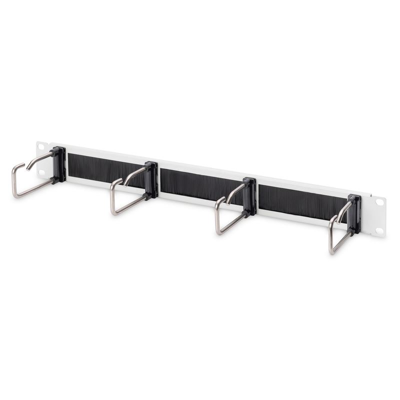 Digitus DN-97668 1HE Kabelrangierpanel mit Bürstenleiste 4xStahlringe 40x75mm RAL 7035, grau