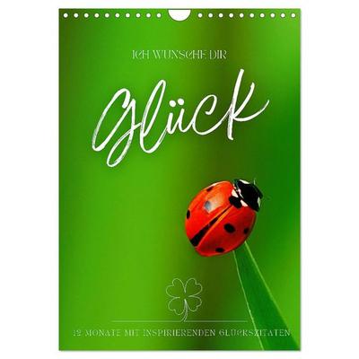 ICH WÜNSCHE DIR GLÜCK - 12 Monate mit inspirierenden Glückszitaten (Wandkalender 2026 DIN A4 hoch), CALVENDO Monatskalender