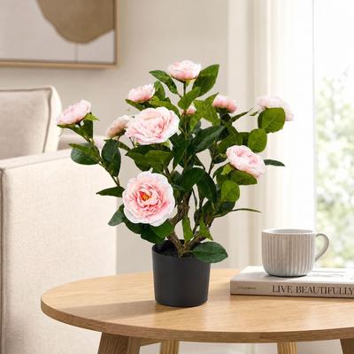 YVANLA Artificial Plant Fake Camellia Tree Potted