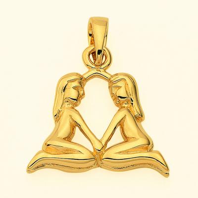 Kette mit Anhänger ADELIA´S "Damen & Herren 585 Gold Sternzeichen Anhänger Zwilling", gold, Halsketten, Damen, Gold, Schmuckset - Set mit Halskette
