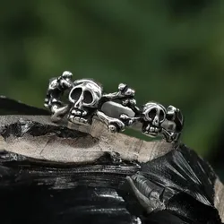 Drachensilber Crossbone Ring Totenkopf Gothic Schmuck 925 Silber 58 - Silber