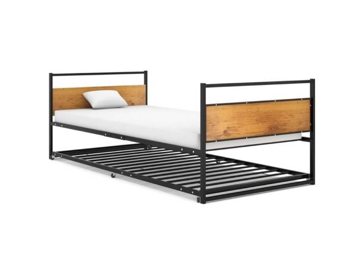 Cadre de lit extensible Noir Métal 90x200 cm