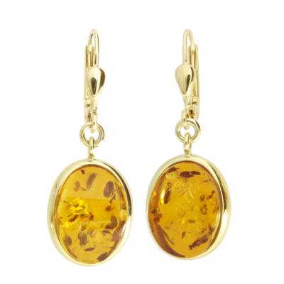 Paar Ohrhänger OSTSEE-SCHMUCK "Ostsee-Schmuck Ohrhänger Classic 14 x 10 mm oval", gelb, Ohrringe, Damen, 33 x 12mm, Gelbgold 333