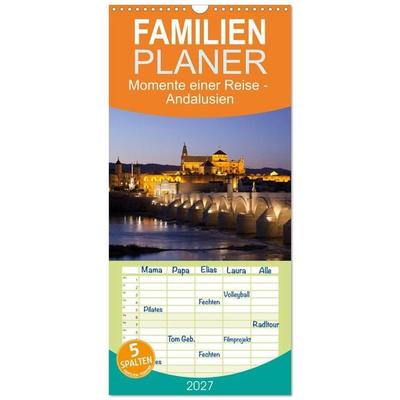 Familienplaner 2027 - Momente einer Reise - Andalusien mit 5 Spalten (Wandkalender, 21 x 45 cm) CALVENDO
