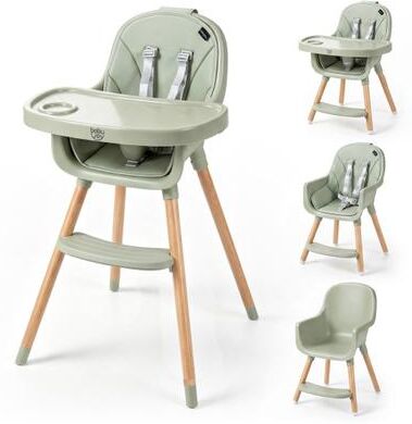 Costway Convertible High Chair with 5-Point Harness for Babies and Toddlers-Green