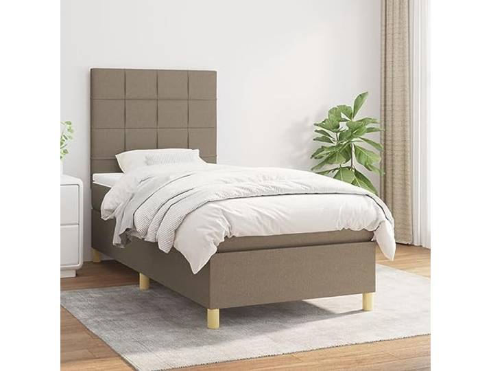 RJPLMFV Lattenrost mit Matratze, 80 x 200 cm, Taupe Verstellbarer Kopf, Taschenfedern, mittlere Festigkeit, atmungsaktiver Stoff