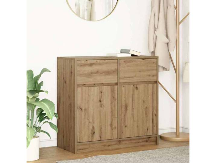 Buffet commode chambre vidaxl avec tiroir chêne artisanal 80x34x76cm - bois d'ingénierie b202