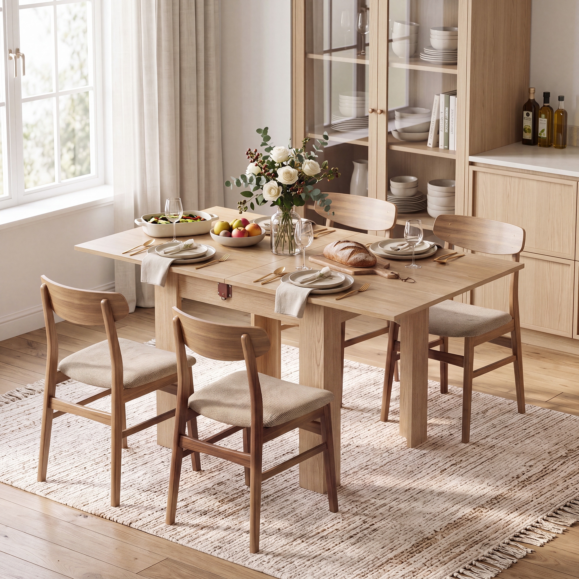 Homcom Tavolo da Pranzo Pieghevole per 4 Persone, per Soggiorno, Sala da Pranzo, 140x70x77 cm, Rovere   Aosom Italy
