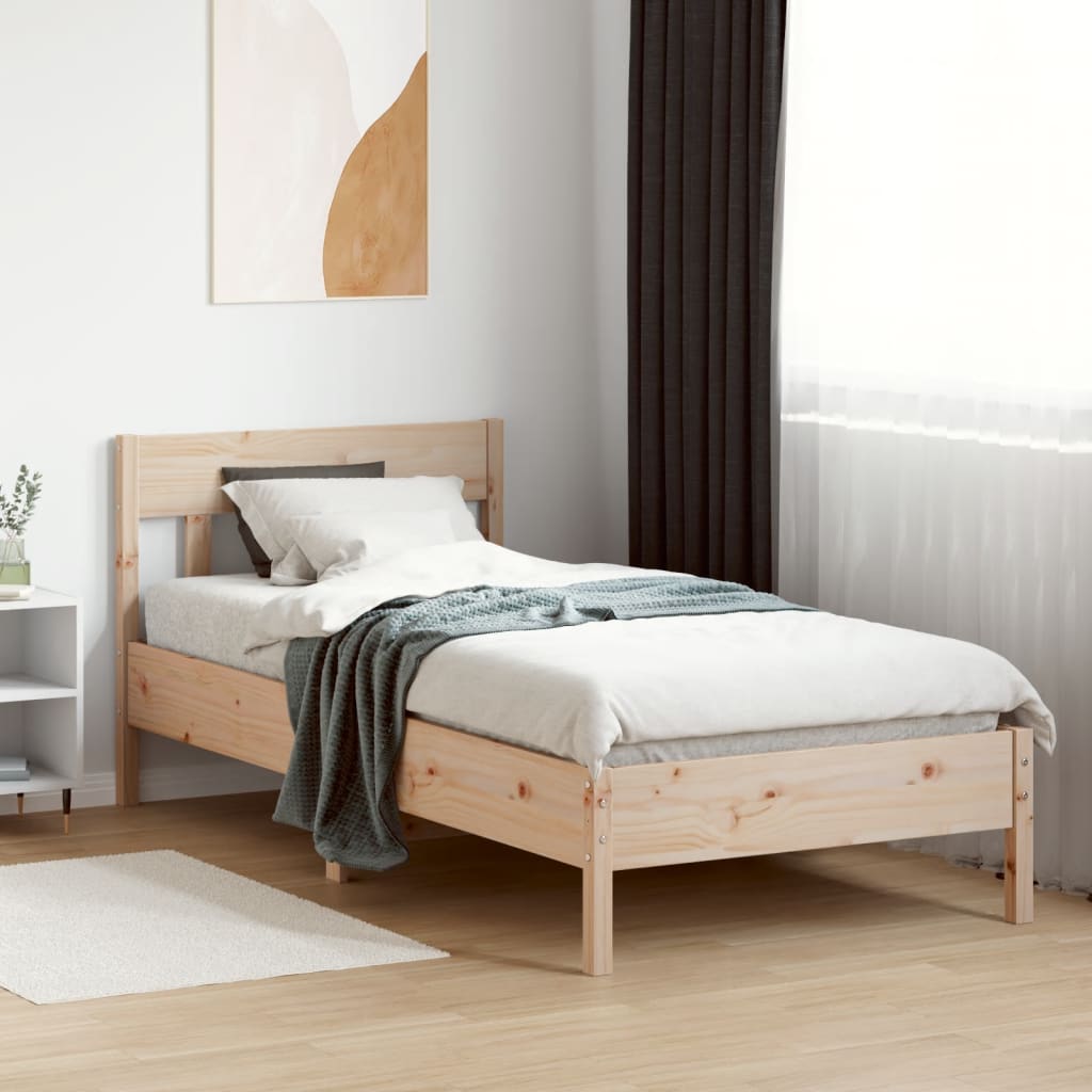 vidaXL Bed Frame Natural 75 x 190 cm Solid Pine Wood