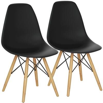 Costway Set of 2 Mid-Century Modern DSW Dining Side Chair-Black