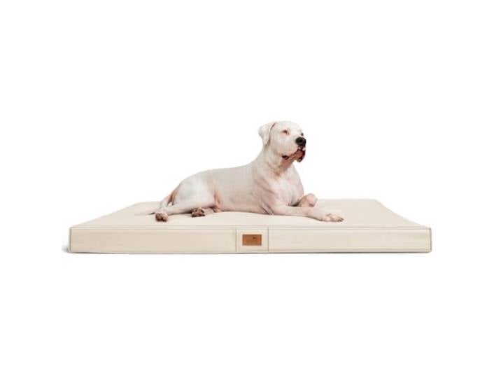 tierlando® Orthopädische Hundematratze Oscar Easy CLEAN aus Kunstleder mit Visco-Schaumfüllung, druckentlastende Hundematte mit Rutschfester Unterseite Größe: 120x90cm Farbe: 05 Creme