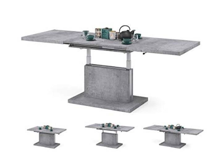 All4All Couchtisch Asti - Kaffeetisch - Wohnzimmertisch – Höhenverstellbar - mit Einlegeplatten - Ausziehbar - Sofatisch - 120x70cm - 05 - Betonoptik Millenium