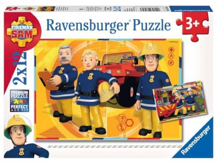 Ravensburger puzzel Brandweerman Sam aan het werk- 2x12 stukjes - kinderpuzzel