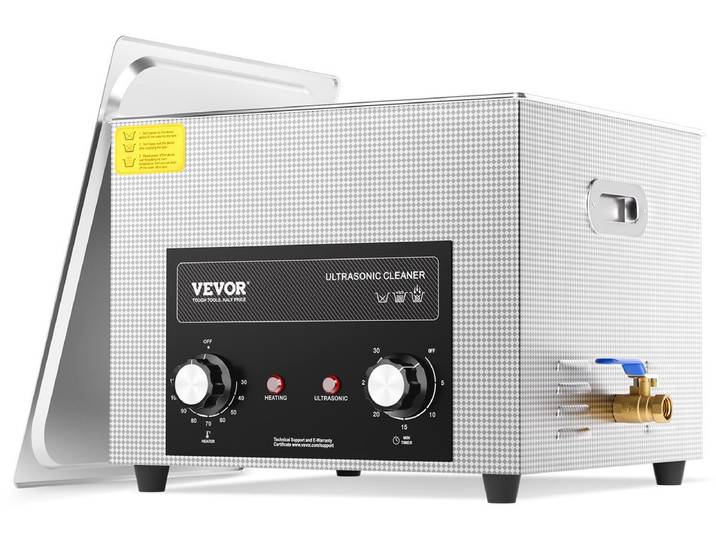 VEVOR 15L Ultrasone Reiniger - 360º - met Verwarmingstimer en Mand - Ultrasoonreiniger voor Brillen / Sieraden / Metalen onderdelen Gereedschap