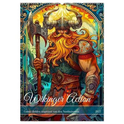 Wikinger Action - Comic-Helden inspiriert von den Nordmännern (Wandkalender 2027 DIN A2 hoch), CALVENDO Monatskalender