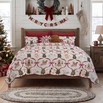 Greenland Home Fashions 12 Days of Christmas Holiday Cotton Quilt Set