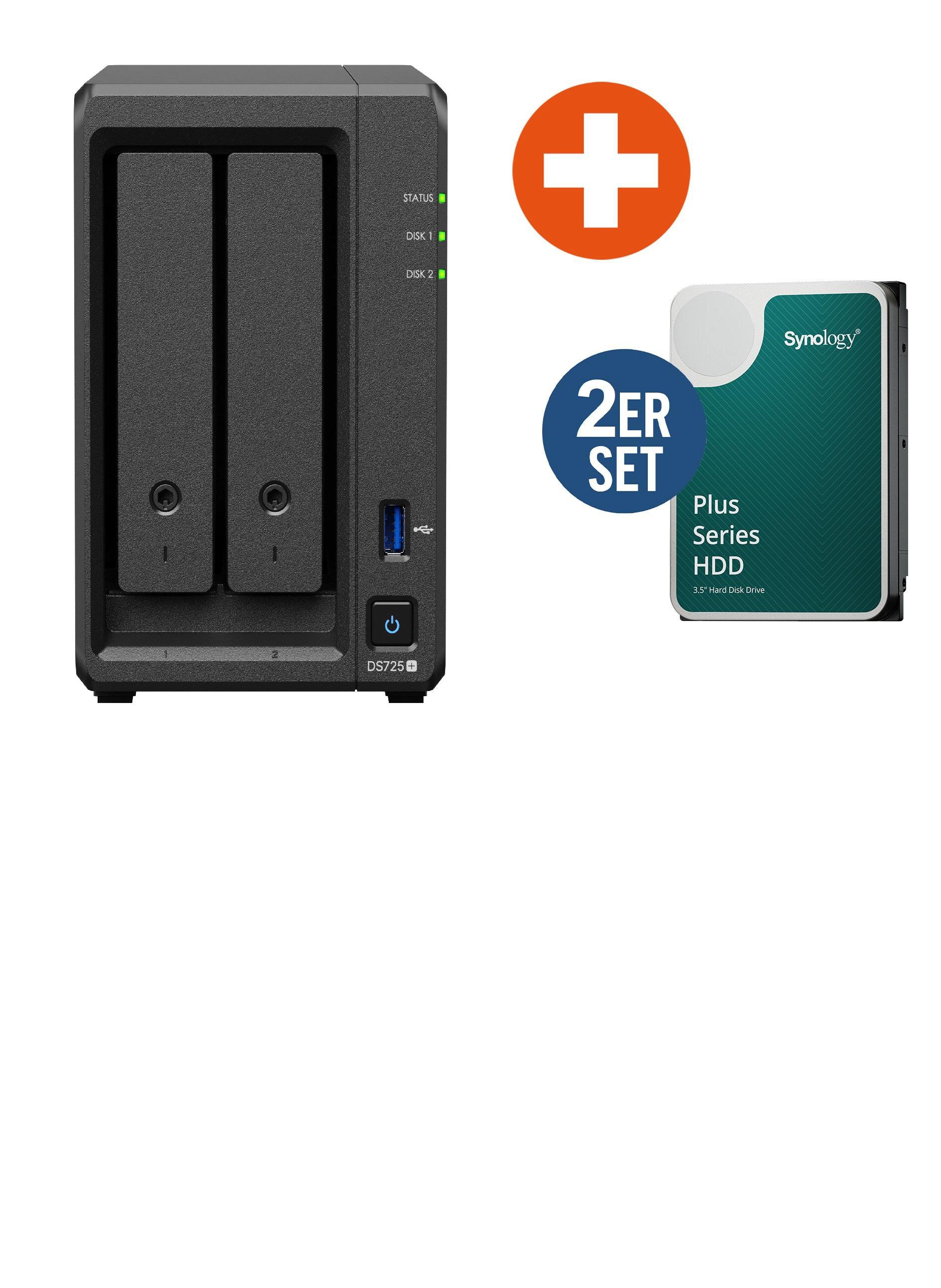 Synology Diskstation DS725+ NAS System 2-Bay 16TB inkl. 2x 8 TB Synology HDD HAT3320-8T DS725+ 2x HAT3320-8T