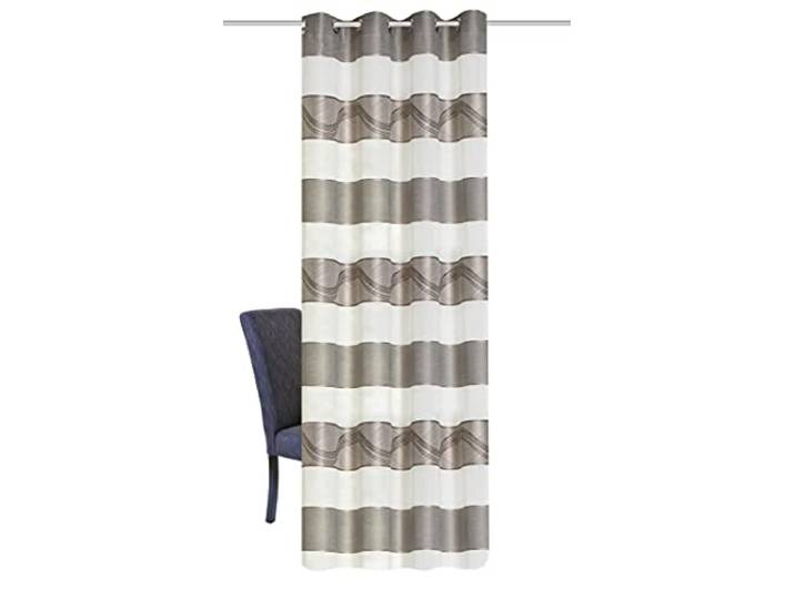 Home Fashion / Fertigschal mit Querstreifen und Jacquardmusterung, Abschluss gesäumt, SUSA 053793-6005 GRÖSSE 245 X 140 cm/Stein