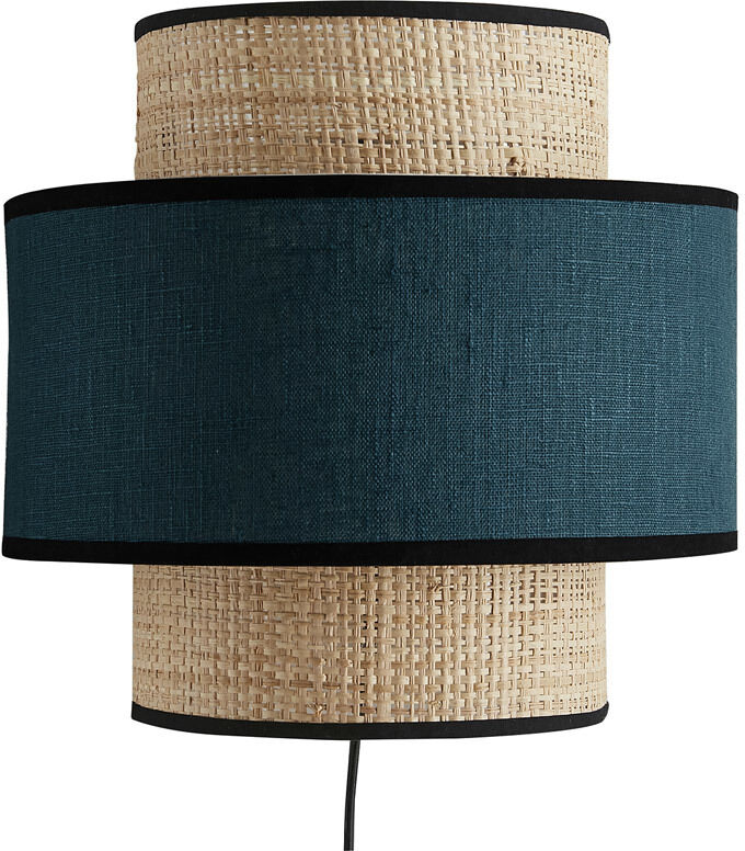 Miliboo Wandleuchte aus Bast und Leinen in Entenblau H24 cm LITCHI