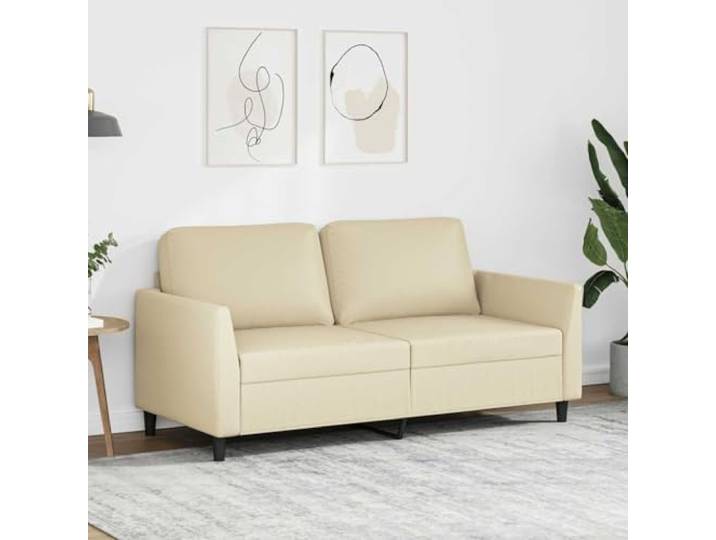 HEFZGDB 2-Sitzer Sofa Creme 140 cm Kunstleder Modernes Design Langlebiges Polstermöbel mit Metallgestell und Dicker Polsterung für Wohnzimmer