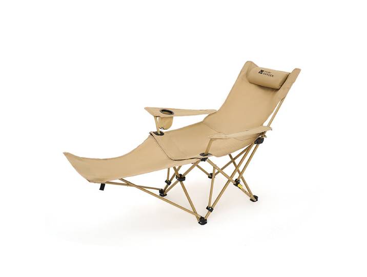 Mobi Garden, Chaise de relaxation pliante confortable pour l'extérieur et la maison, Sable, Réglable à plusieurs angles, Assise large de 56 cm, Capacité de charge élevée, Durable et résistante à l'usure