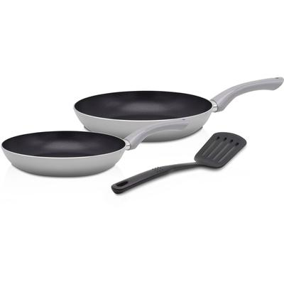 Pfannen-Set KRÜGER "Aluminium Pfannenset London, 3 tlg.", grau, Ø:28cm, Pfannen, für Induktions-Kochfelder geeignet