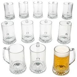 12x Akki Bierkrug 0,2L mit Sternboden & Henkel Bierhumpen 200ml Seidel Glas