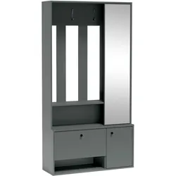 GARDEROBENSCHRANK Tokessa Stone Green 100/191/33 cm - Modern mit Spiegel und Schuhschrank