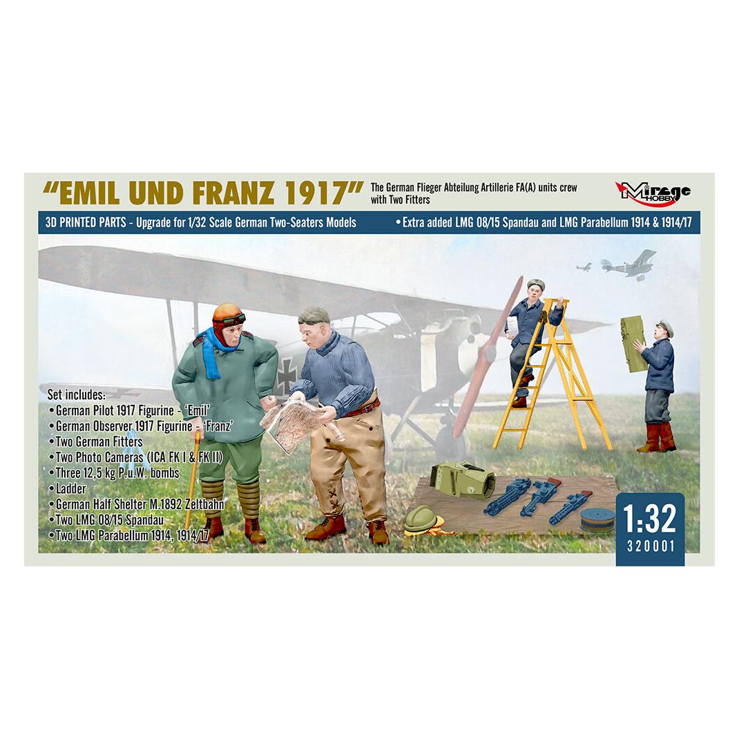Mirage Hobby WWI German FA(A) Units Crew 'Emil und Franz 1917' w/Equipment (320001)