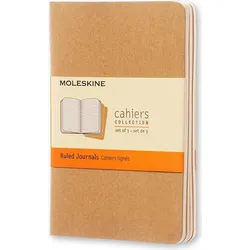 Moleskine Cahier Journals Linierte Notizbücher P sandfarbig 3 St.