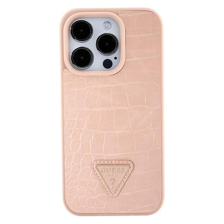 Guess GUHCP15XPCRTHCP iPhone 15 Pro Max różowy/pink hardcase Croco Triangle Metal Logo (Apple iPhone 15 Pro Max) (GUE003211-0)