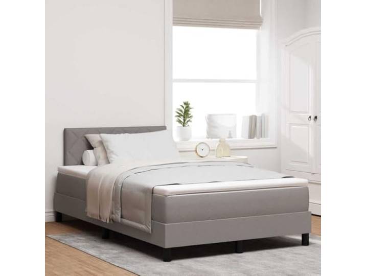RJPLMFV Boxspringbett, Stoff, Taupe, 120 x 190 cm Verstellbarer Kopf, 2 Ebenen, Schaumstoffmatratze, Taschenfederkernmatratze, Massivholz, Kiefernholz, modernes Design