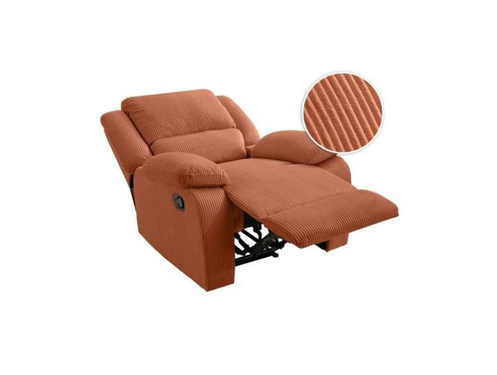 RELAXXO - Fauteuil relaxation manuel LEO en velours côtelé - Terracotta