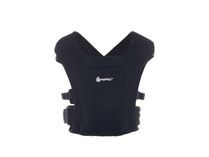 Ergobaby Embrace Babytrage für Neugeborene von 0–12 Monaten (3,2–11,3 kg), Ergonomische 2-Positionen Babytrage mit Kopf- und Nackenstütze und hüftgesunder M-Stellung, Pure Black