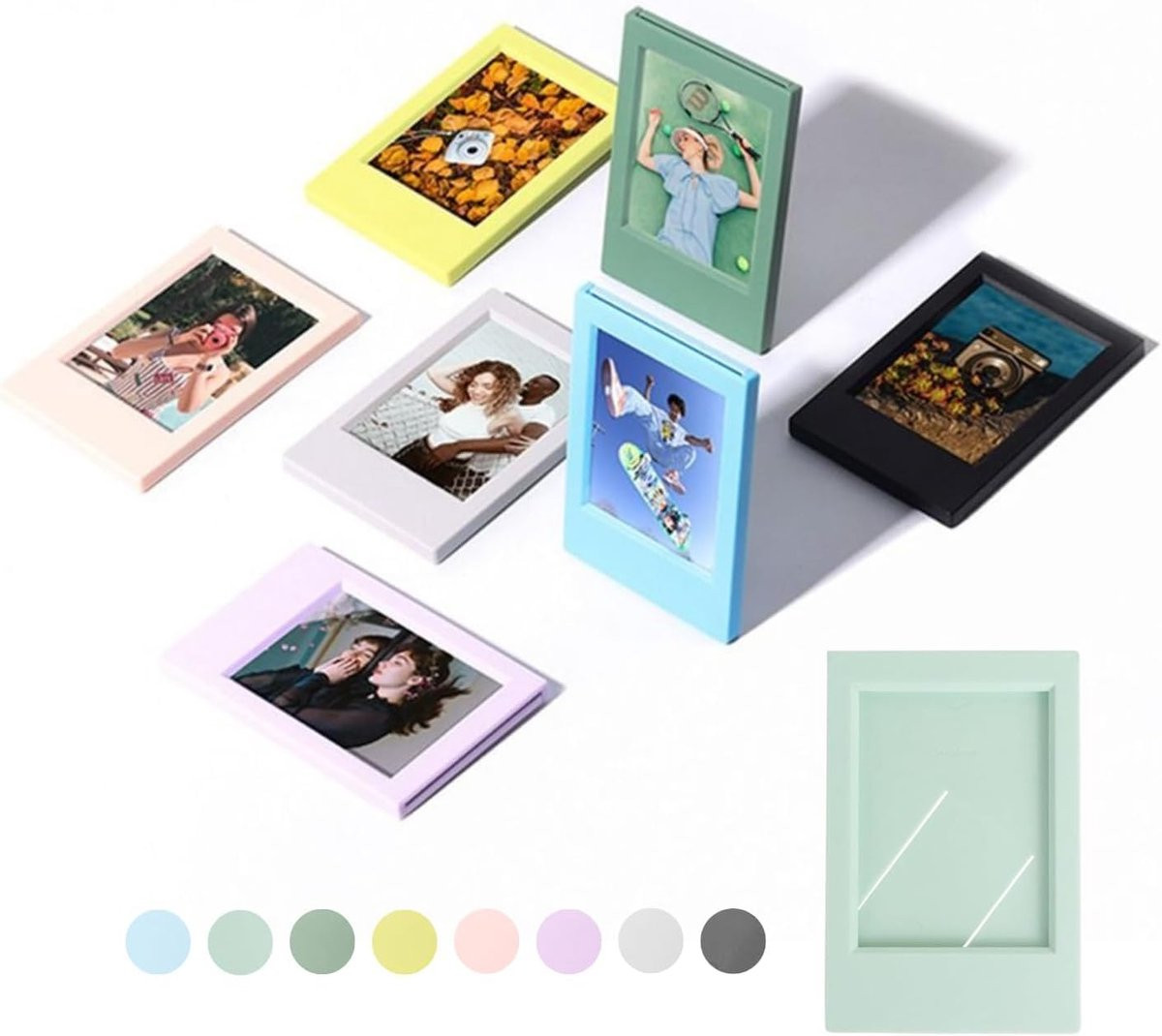 Set van 8 kleurrijke mini Polaroid fotolijstjes met compact ontwerp
