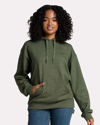 Jerzees IC49MR Ultimate CVC Hooded Sweatshirt in Military Green Heather size 3XL   60/40 Cotton/Polyester