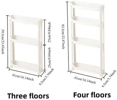 Discount Dollar Deals Behind The Door Storage Cabinet, Multi layer Kitchen Storage Rack, Narrow Space Saving Trolley Cabinet For Bathroom white three Floors