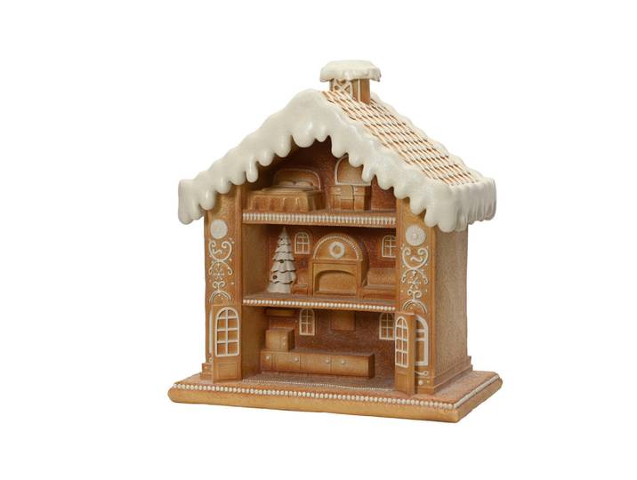 Dekohaus, Braun, Kunststoff, 68x78x40.5 cm, Dekoration, Weihnachtsdekoration, Winterdeko
