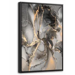 LEINWAND Bilder mit Rahmen - Grau - Luxus - Gold - Marmor - 20x30
