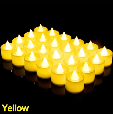 Uplift Curations LED Flameless Candles Colorful Battery Operated Tealight Set For Parties & Home Decor yellow 3pcs