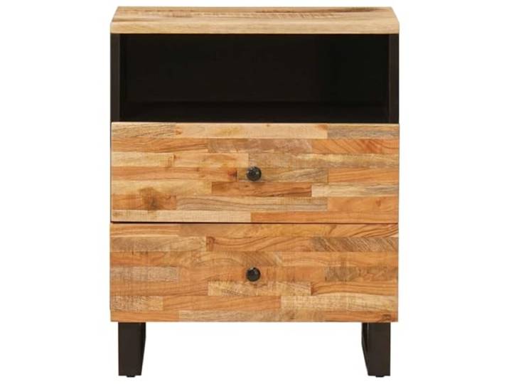 KTHLBRH Nachttisch mit 2 Schubladen, braun, 50 x 33 x 62 cm, Mangoholz Massives Mangoholz, schwarze Griffe, kompaktes Design, einfache Wartung, für Schlafzimmer oder Wohnzimmer