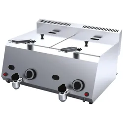 Gasfritteuse 8 + 8 L mit Ablasshahn, professionelle Hochleistung - Gasfrit
