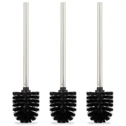 Relaxdays Toilettenbürste 3er Set schwarz Schwarz,Silber