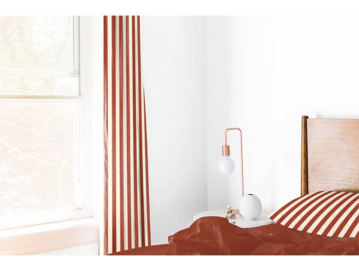 Rideau en coton imprimé rayures rouges 250x140