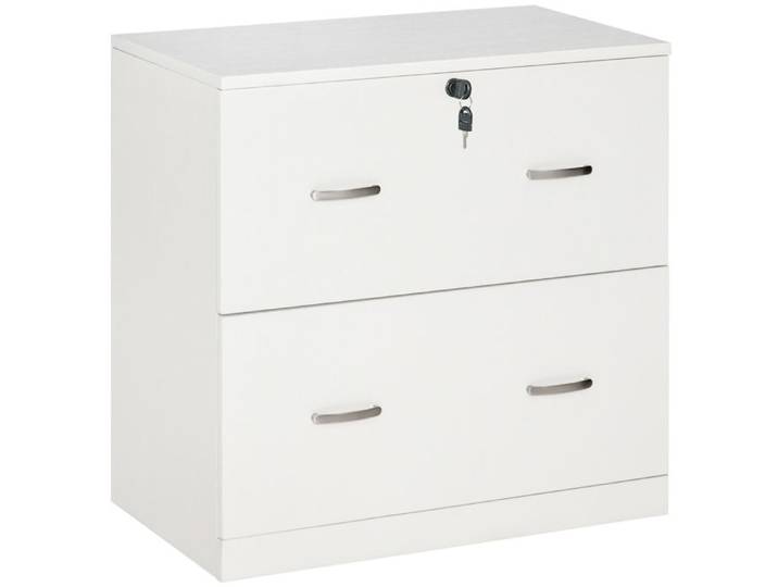 YWJ Armoire de bureau à 2 tiroirs pour dossiers suspendus avec serrure et 2 clés 77x42x72 cm blanc