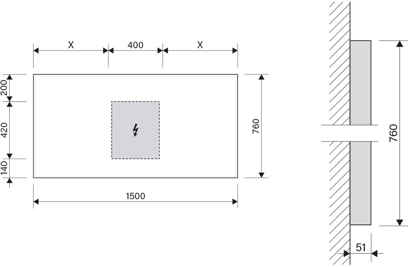 Schneider GLOW HCL Lichtspiegel A/SP 150/HCL 150 x 76 cm mit LED Beleuchtung und Tageszeitsteuerung, Spiegel, 166.350.01.41, schwarz matt - schwarz matt